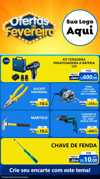 Modelo de TV para TV Vertical com o tema Ofertas de Fevereiro para Maquinas e Ferramentas