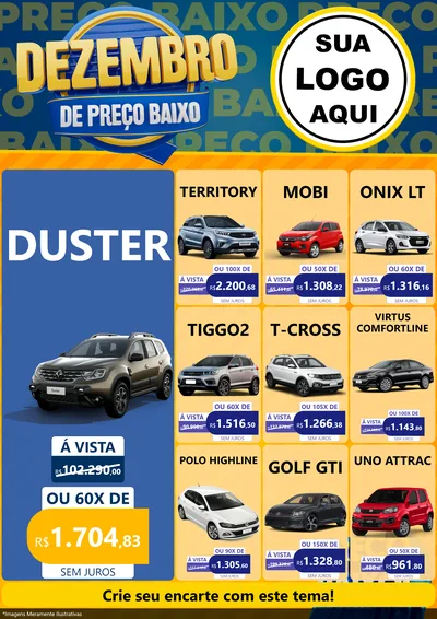 Modelo de Encarte para Encarte A4 Vertical com o tema Dezembro de Preço Baixo para Concessionaria de Carros