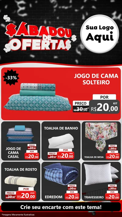 Modelo de Rede Social para Stories com o tema Sabadou de Ofertas para Cama, Mesa e Banho