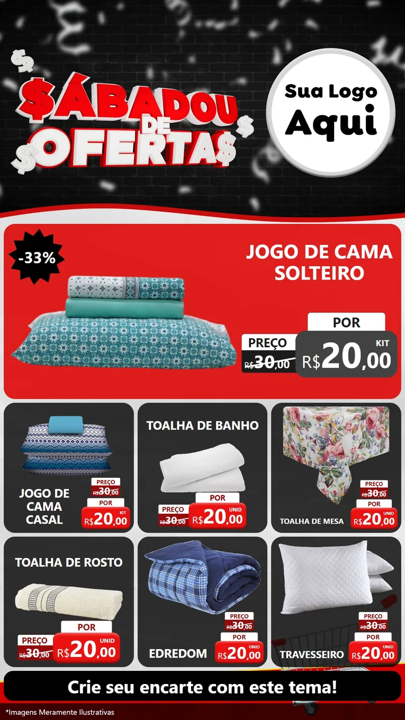 Modelo de Rede Social para Stories com o tema Sabadou de Ofertas para Cama, Mesa e Banho
