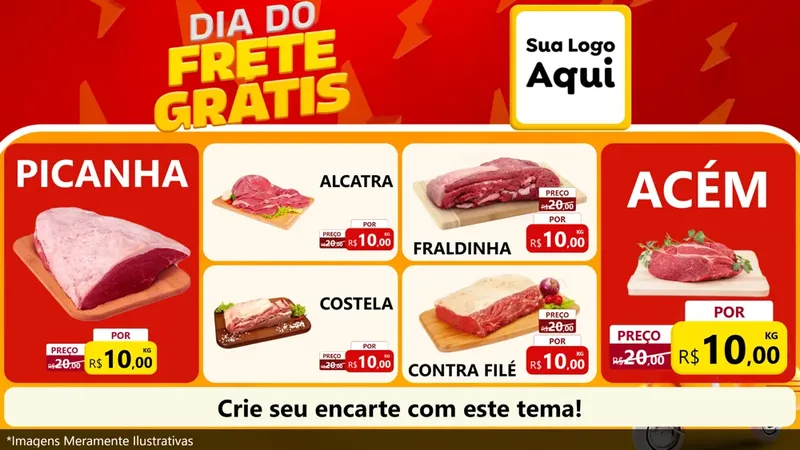 Modelo de TV para TV Horizontal com o tema Dia do Frete Grátis para Açougue