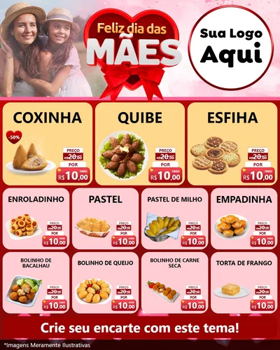 Modelo de Rede Social para Feed Instagram com o tema Feliz Dia Das Mães para Salgadaria
