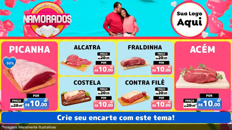 Modelo de TV para TV Horizontal com o tema Promoção Dia dos Namorados para Açougue