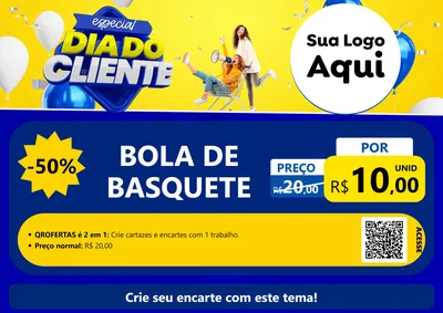 Modelo de Cartaz para Cartaz A4 Horizontal com o tema Especial Dia do Cliente para Artigos Esportivos