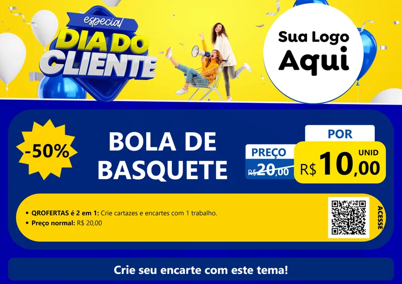 Modelo de Cartaz para Cartaz A4 Horizontal com o tema Especial Dia do Cliente para Artigos Esportivos