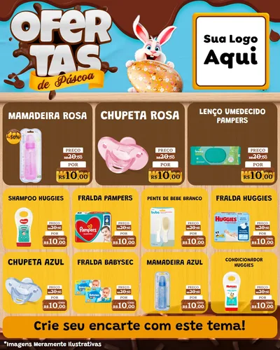 Modelo de Rede Social para Feed Instagram com o tema Ofertas de Páscoa para Bebês