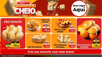 Modelo de TV para TV Horizontal com o tema Promoção carrinho cheio para Padaria