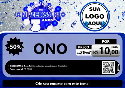 Modelo de Cartaz para Cartaz A4 Horizontal com o tema Promoção de Aniversário - 3 Anos para Óticas