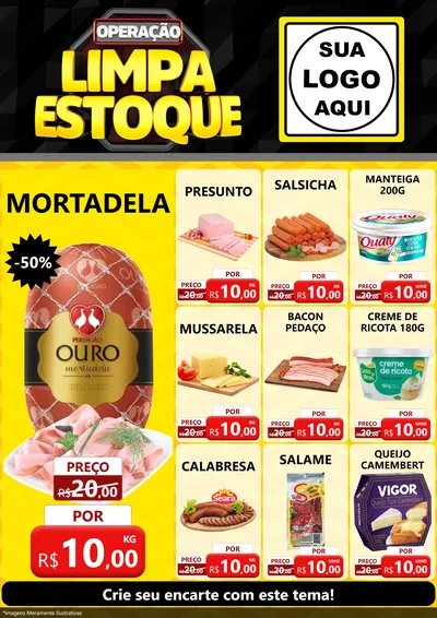 Modelo de Encarte para Encarte A4 Vertical com o tema Operação Limpa Estoque para Frios e Laticínios