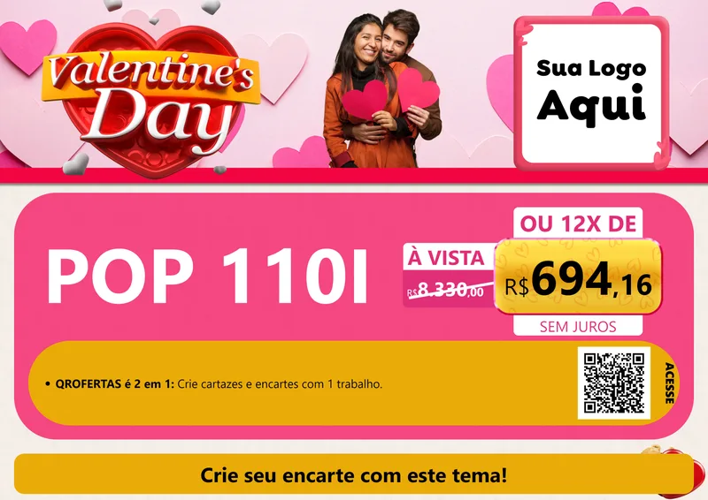 Modelo de Cartaz para Cartaz A4 Horizontal com o tema Valentine's Day para Concessionaria de Motos