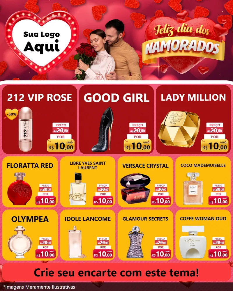Modelo de Rede Social para Feed Instagram com o tema Feliz Dia Dos Namorados para Perfumes