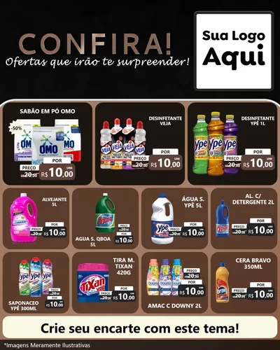 Modelo de Rede Social para Feed Instagram com o tema Confira! Ofertas que irão te surpreender! para Produtos de Limpeza