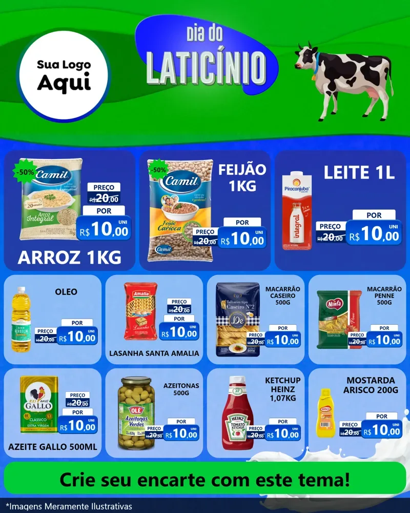 Modelo de Rede Social para Feed Instagram com o tema Dia Do Laticínio para Supermercado