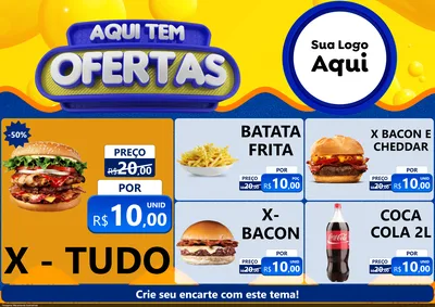 Modelo de Encarte para Encarte A4 Horizontal com o tema Aqui Tem Ofertas para Hamburgueria