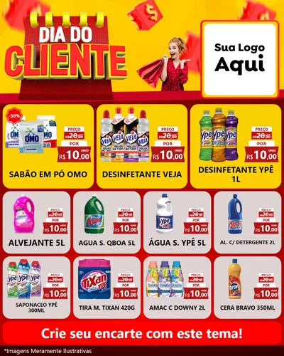 Modelo de Rede Social para Feed Instagram com o tema Dia do Cliente para Produtos de Limpeza