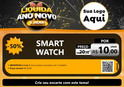 Modelo de Cartaz para Cartaz A4 Horizontal com o tema Liquida Ano Novo É Aqui! para Informática