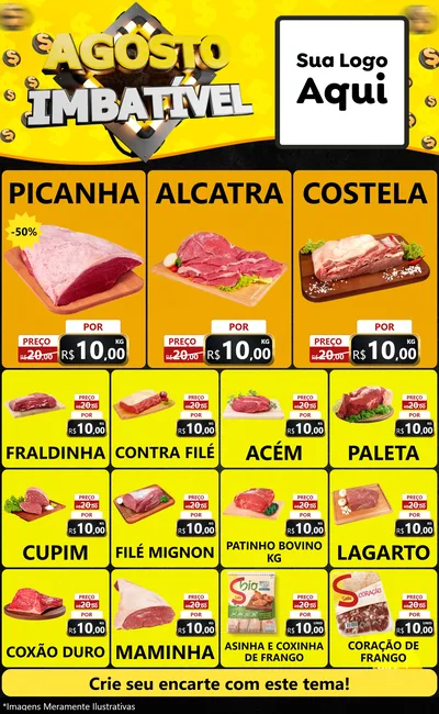 Modelo de Encarte para Encarte Grande com o tema Agosto Imbatível para Açougue