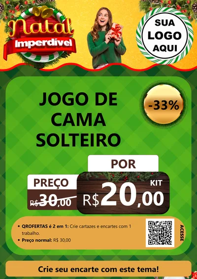 Modelo de Cartaz para Cartaz A4 Vertical com o tema Natal Imperdível para Cama, Mesa e Banho