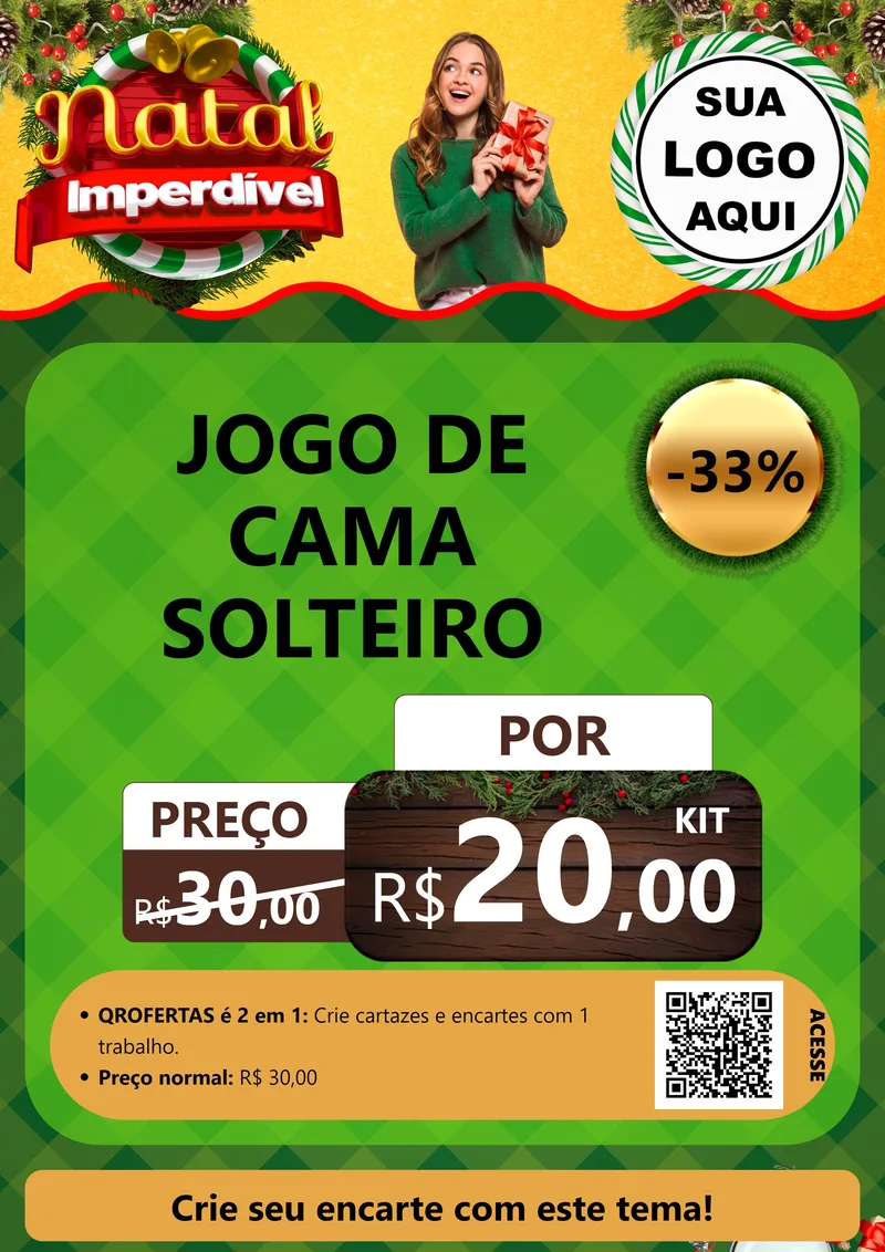 Modelo de Cartaz para Cartaz A4 Vertical com o tema Natal Imperdível para Cama, Mesa e Banho