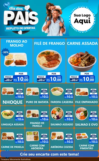 Modelo de Encarte para Encarte Grande com o tema Dia Dos Pais Repleto de Ofertas para Restaurante