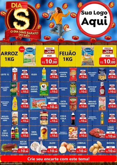 Modelo de Encarte para Encarte A4 Vertical com o tema Dia S - O Dia Mais Barato Do Mês para Supermercado