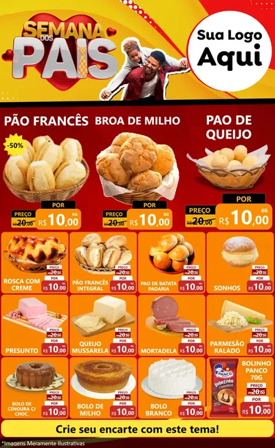 Modelo de Encarte para Encarte Grande com o tema Semana Dos Pais para Padaria