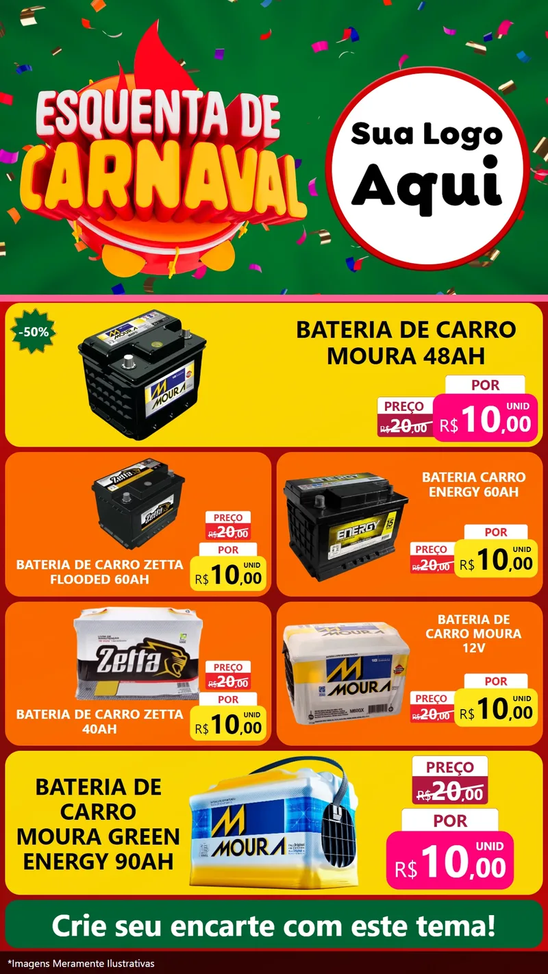 Modelo de TV para TV Vertical com o tema Esquenta de Carnaval para Baterias Elétricas