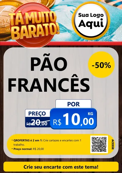 Modelo de Cartaz para Cartaz A4 Vertical com o tema Está Muito Barato para Padaria