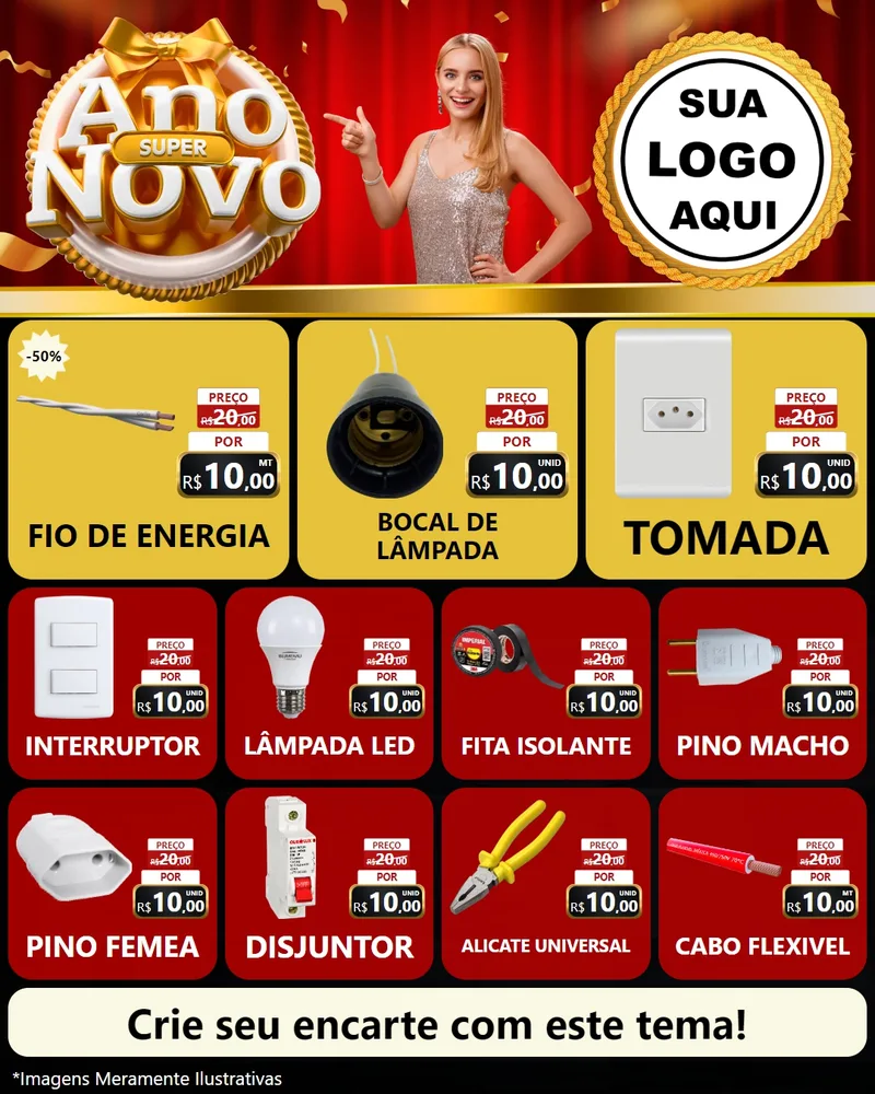 Modelo de Rede Social para Feed Instagram com o tema Super Ano Novo para Materiais Elétricos