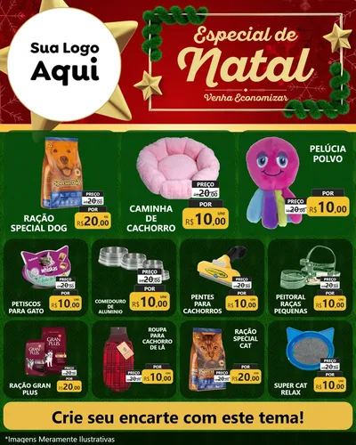 Modelo de Rede Social para Feed Instagram com o tema Especial de Natal para Pet Shop