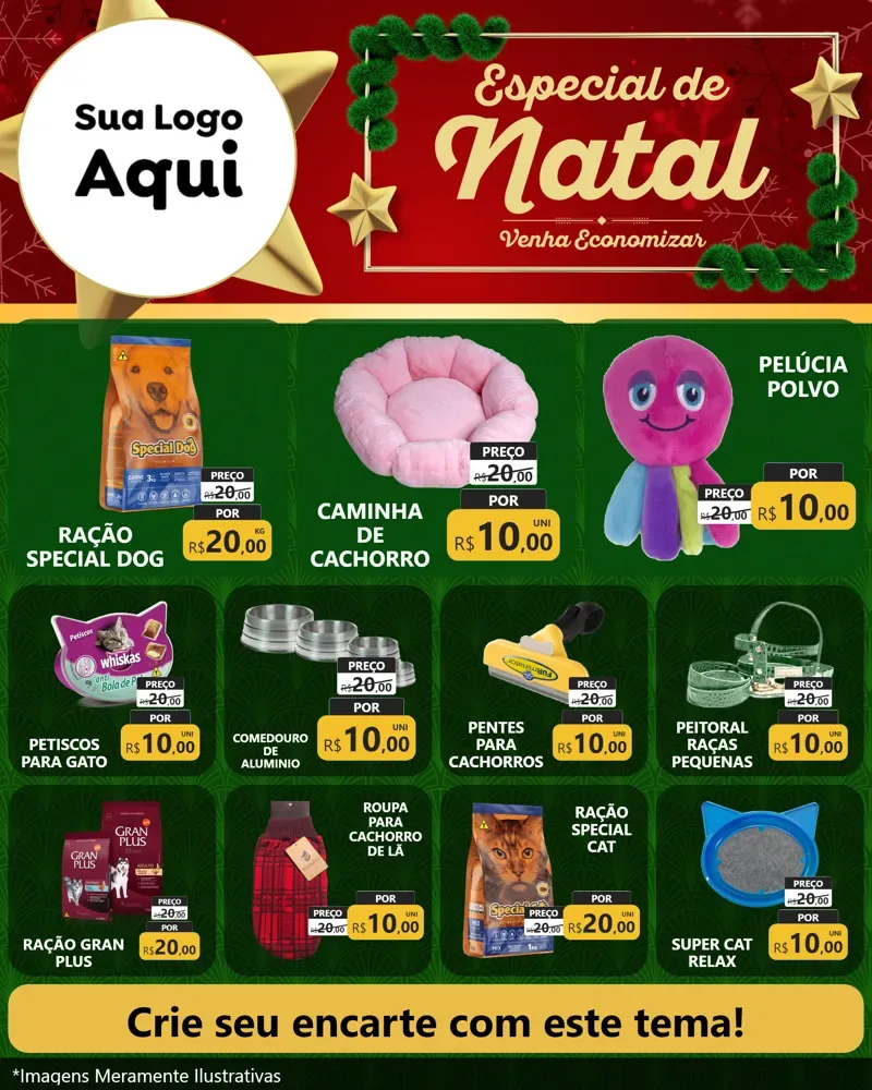 Modelo de Rede Social para Feed Instagram com o tema Especial de Natal para Pet Shop