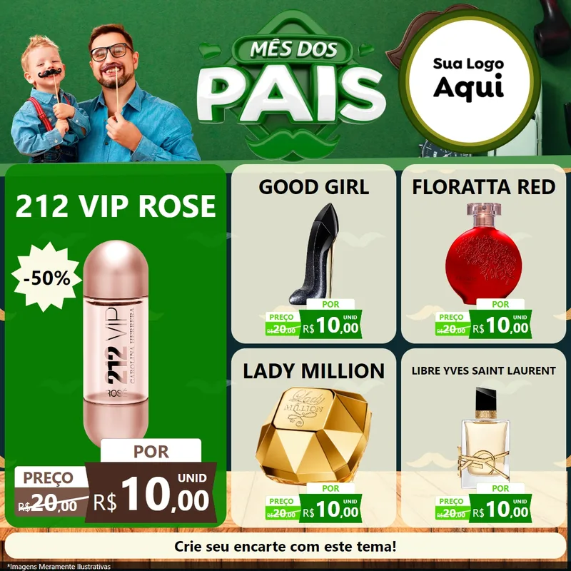 Modelo de Rede Social para Feed Facebook com o tema Mês dos Pais para Perfumes