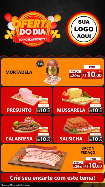 Modelo de TV para TV Vertical com o tema Oferta do Dia - Só hoje, Aproveite! para Frios e Laticínios