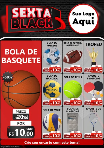 Modelo de Encarte para Encarte A4 Vertical com o tema Sexta Black para Artigos Esportivos