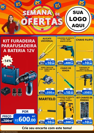 Modelo de Encarte para Encarte A4 Vertical com o tema Semana de Ofertas para Maquinas e Ferramentas
