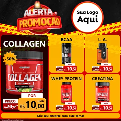 Modelo de Rede Social para Feed Facebook com o tema Alerta de Promoção para Suplementos alimentares