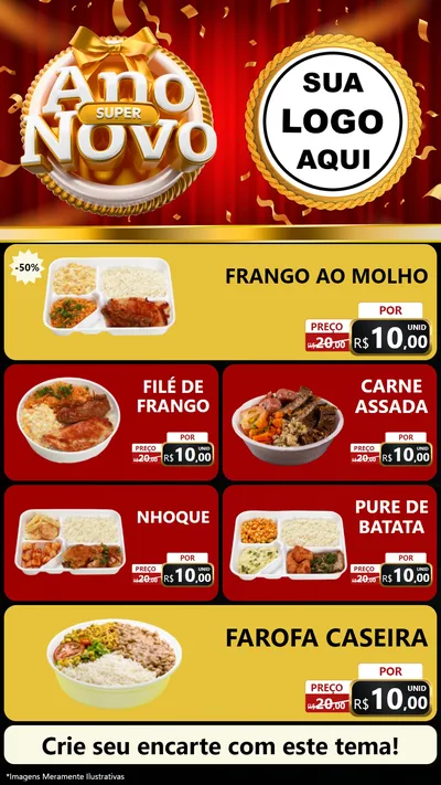 Modelo de TV para TV Vertical com o tema Super Ano Novo para Restaurante