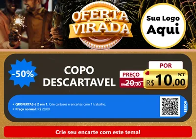 Modelo de Cartaz para Cartaz A4 Horizontal com o tema Oferta da Virada para Embalagens
