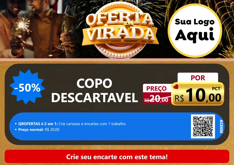 Modelo de Cartaz para Cartaz A4 Horizontal com o tema Oferta da Virada para Embalagens