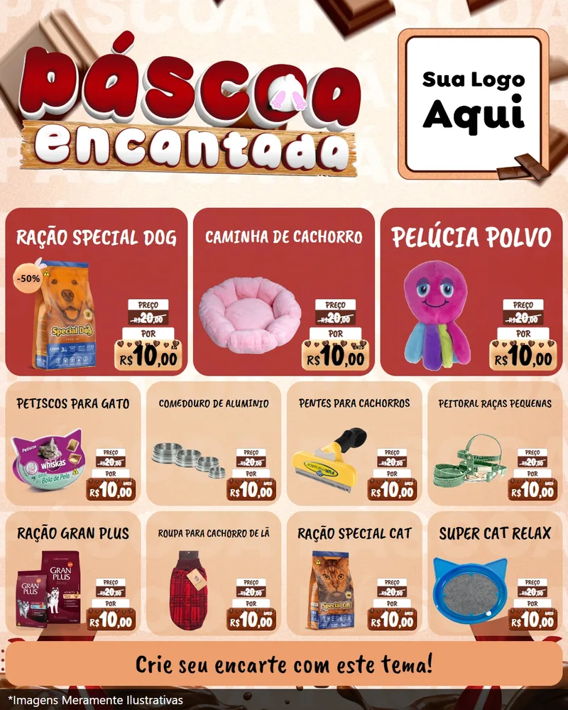 Modelo de Rede Social para Feed Instagram com o tema Páscoa Encantada para Pet Shop