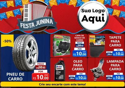 Modelo de Encarte para Encarte A4 Horizontal com o tema Festa Junina para Auto peças