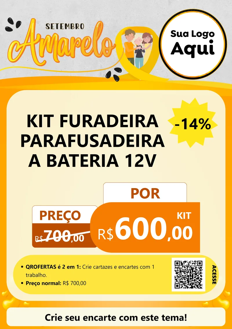 Modelo de Cartaz para Cartaz A4 Vertical com o tema Setembro Amarelo para Maquinas e Ferramentas
