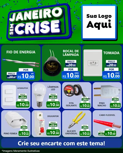 Modelo de Rede Social para Feed Instagram com o tema Janeiro Sem Crise para Materiais Elétricos