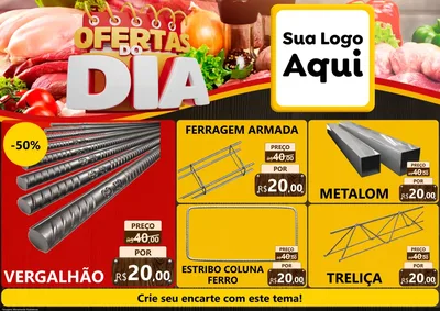 Modelo de Encarte para Encarte A4 Horizontal com o tema Ofertas do Dia para Ferragens