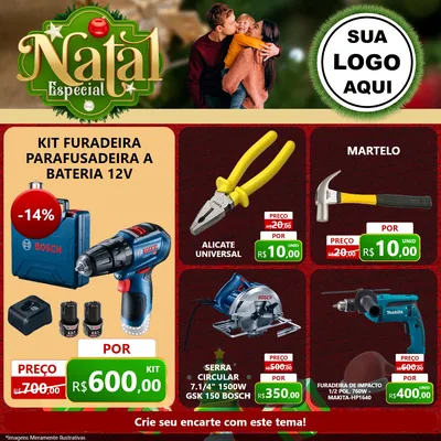 Modelo de Rede Social para Feed Facebook com o tema Natal Especial para Maquinas e Ferramentas