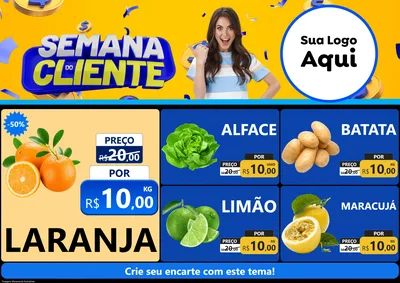 Modelo de Encarte para Encarte A4 Horizontal com o tema Semana do Cliente para Hortifrúti