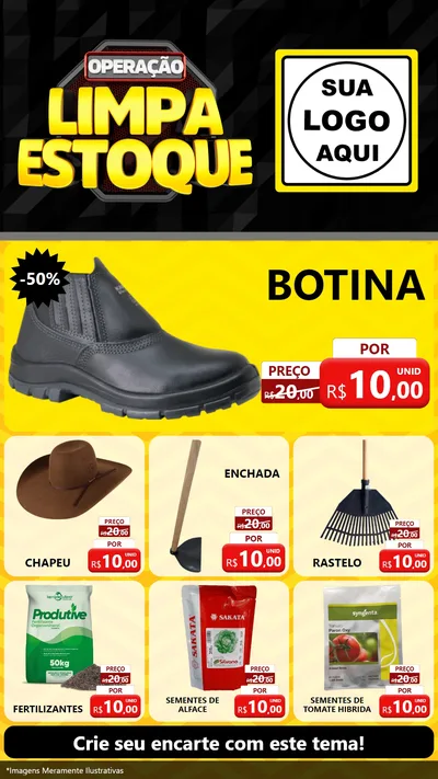 Modelo de Rede Social para Stories com o tema Operação Limpa Estoque para Agropecuária