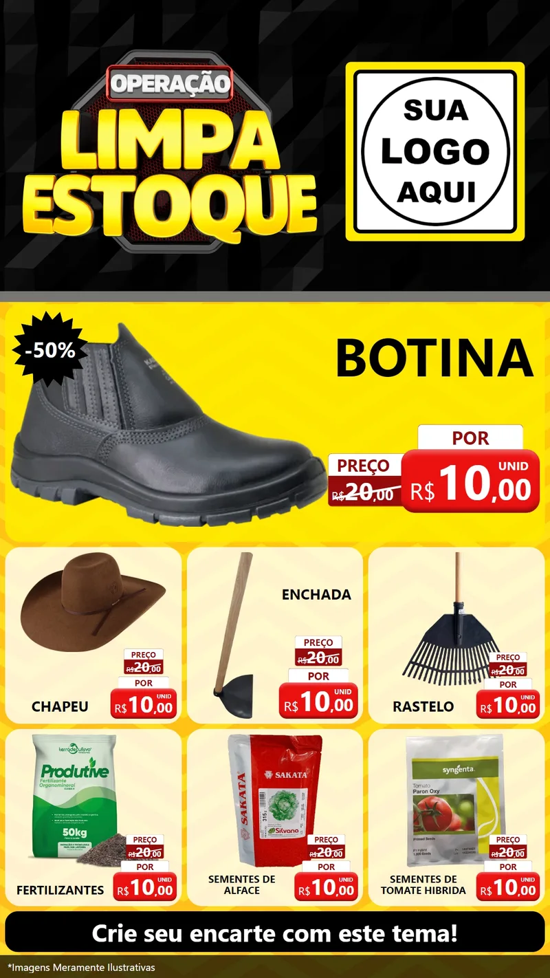 Modelo de Rede Social para Stories com o tema Operação Limpa Estoque para Agropecuária