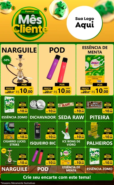 Modelo de Encarte para Encarte Grande com o tema Especial Mês do Cliente para Tabacaria