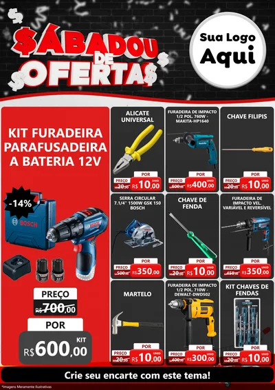 Modelo de Encarte para Encarte A4 Vertical com o tema Sabadou de Ofertas para Maquinas e Ferramentas